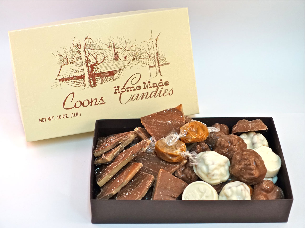 Assorted Gift Boxes of toffee and chocolate clusters from Coons Candy